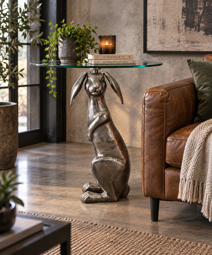 Rabbit side table glass - side,