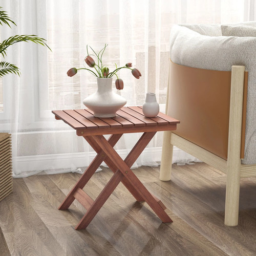 Wooden side table with slatted - wooden,