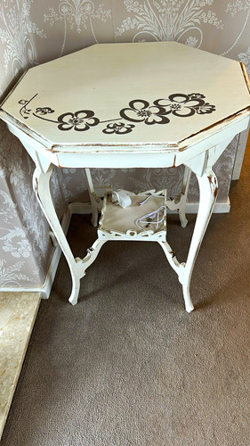 White painted wooden octagonal - wooden,