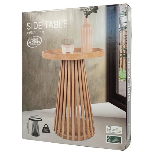 Round wooden side table - side,