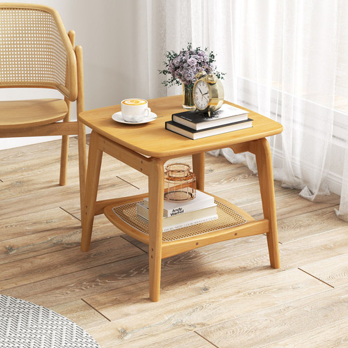 Bamboo sofa side table with - side,