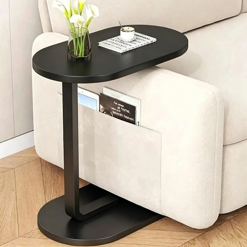 Black shaped side table - c-shaped,