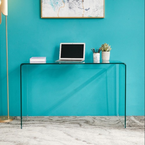 Curved clear glass console - clear,