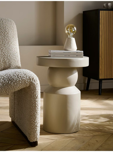 Warm grey resin side table - resin,