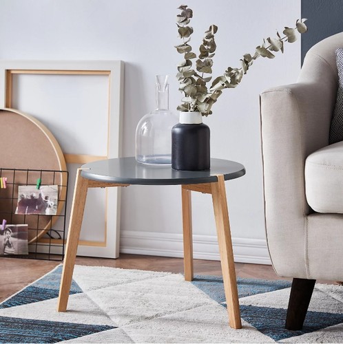 Side table round dark grey - round,