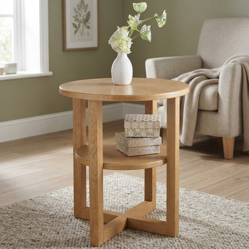 Contemporary round oak side - contemporary,